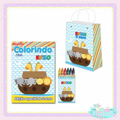 Kit Colorir com Sacolinha Arca de Noé