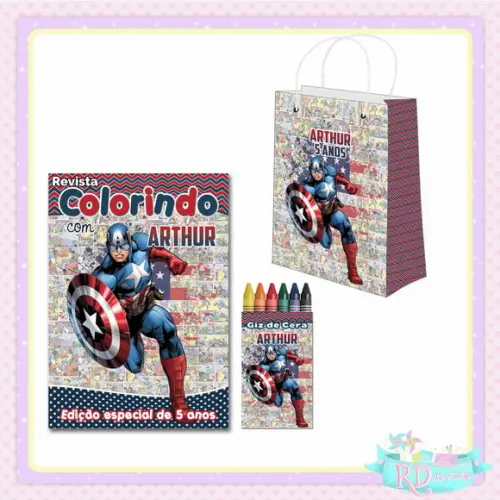 Kit Colorir com Sacolinha Capitão América