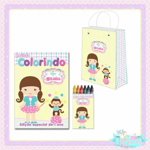 Kit Colorir com Sacolinha Circo Rosa
