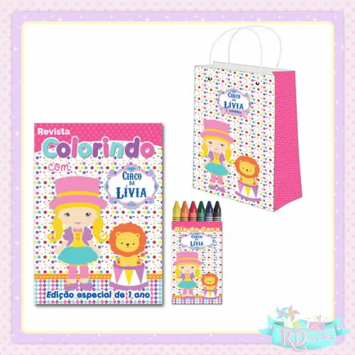 Kit Colorir com Sacolinha Circo Rosa