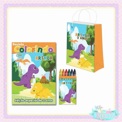 Kit Colorir com Sacolinha Dinossauro