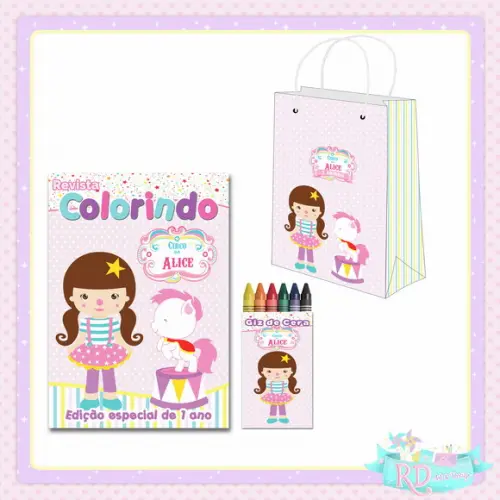 Kit Colorir com Sacolinha Circo Rosa