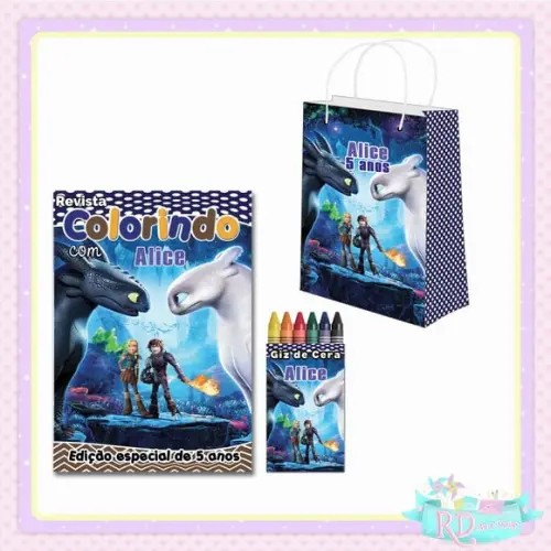 Kit Colorir com Sacolinha Como Treinar o seu Dragão
