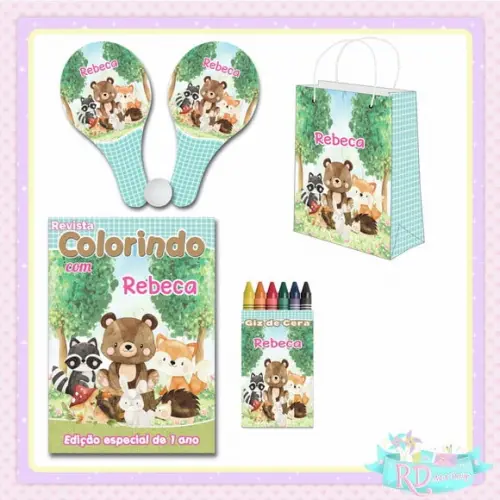 Kit Colorir com Sacolinha e Raquete Bosque Encantado