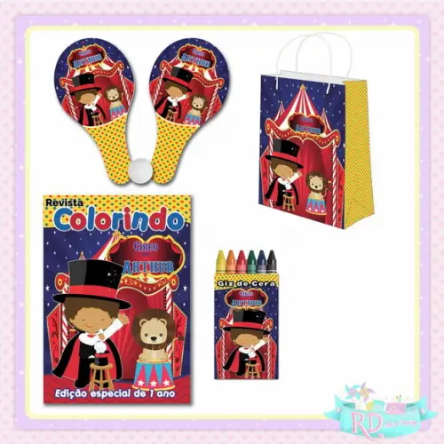 Kit Colorir com Sacolinha e Raquete Circo
