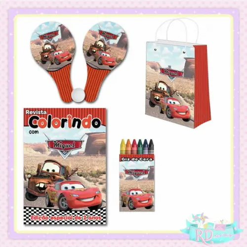 Kit Colorir com Sacolinha e Raquete Carros