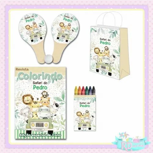 Kit Colorir com Sacolinha e Raquete Safari