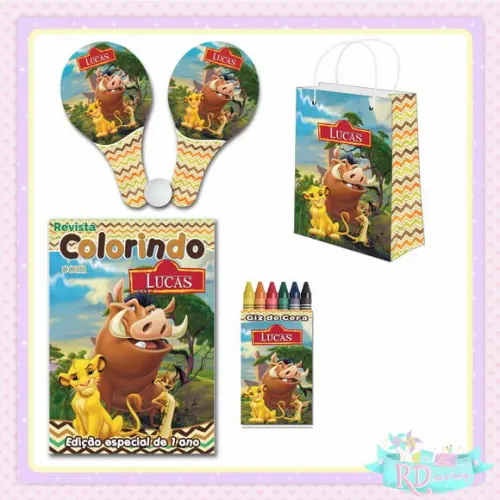 Kit Colorir com Sacolinha e Raquete o Rei Leão