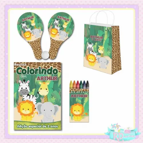 Kit Colorir com Sacolinha e Raquete Safari