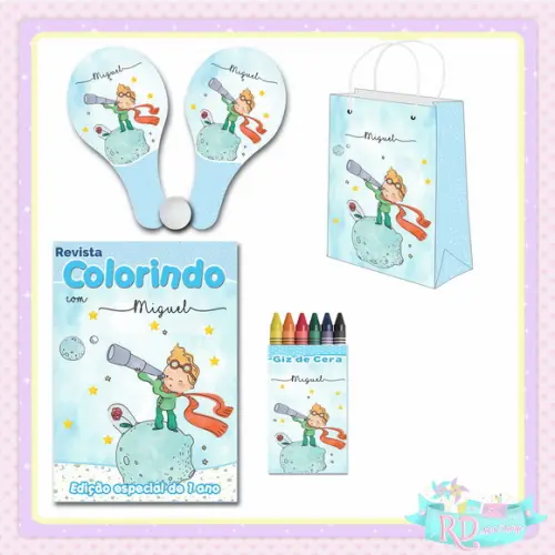 Kit Colorir com Sacolinha e Raquete Pequeno Príncipe
