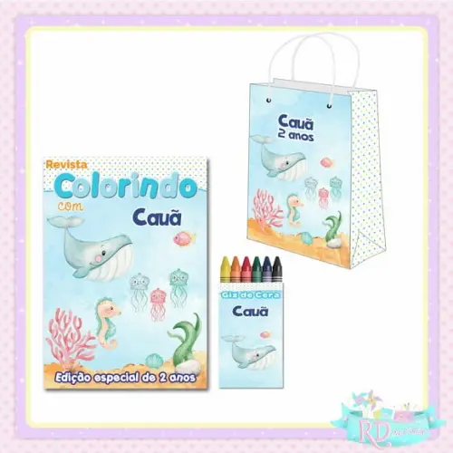 Kit Colorir com Sacolinha Fundo do Mar