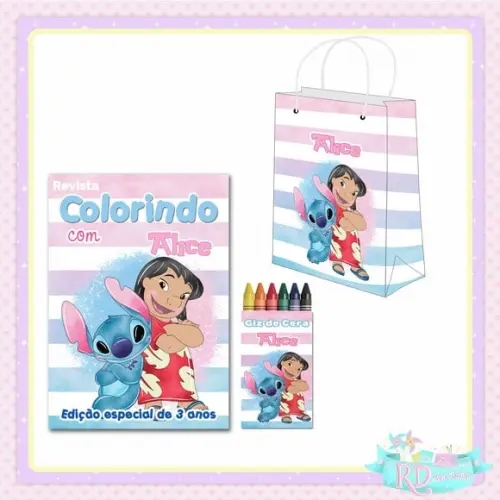 Kit Colorir com Sacolinha Lilo e Stitch