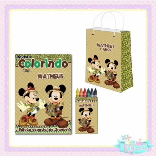 Kit Colorir com Sacolinha Mickey Safari
