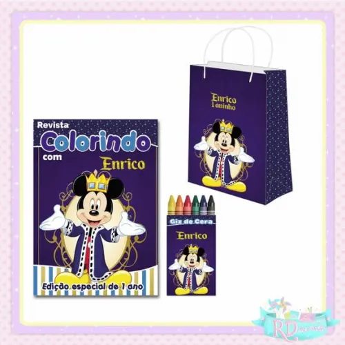 Kit Colorir com Sacolinha Mickey Realeza