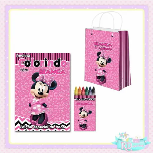 Kit Colorir com Sacolinha Minnie Rosa