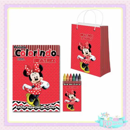 Kit Colorir com Sacolinha Minnie Vermelha