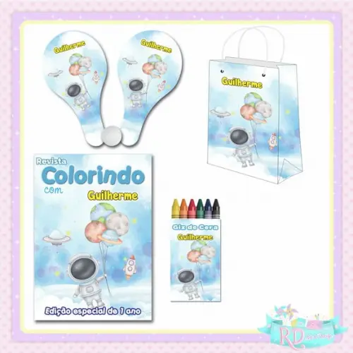 Kit Colorir com Sacolinha Raquete Astronauta