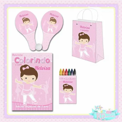 Kit Colorir com Sacolinha Raquete Bailarina