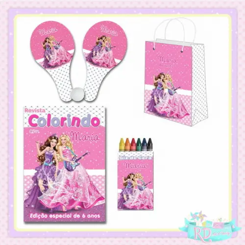 Kit Colorir com Sacolinha Raquete Barbie