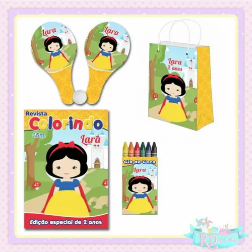 Kit Colorir com Sacolinha Raquete Branca de Neve Cute