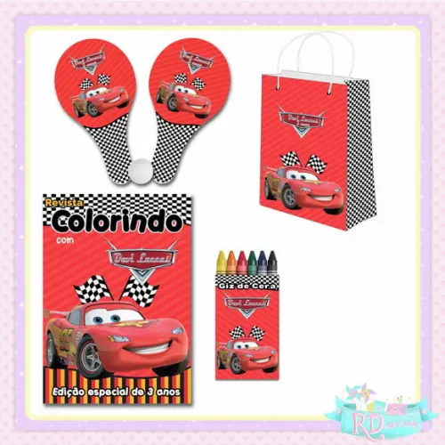 Kit Colorir com Sacolinha Raquete Carros