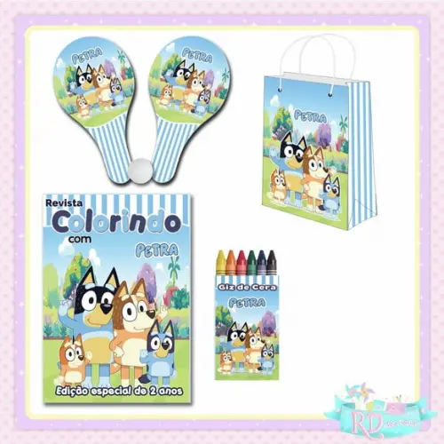 Kit Colorir com Sacolinha Raquete Bluey