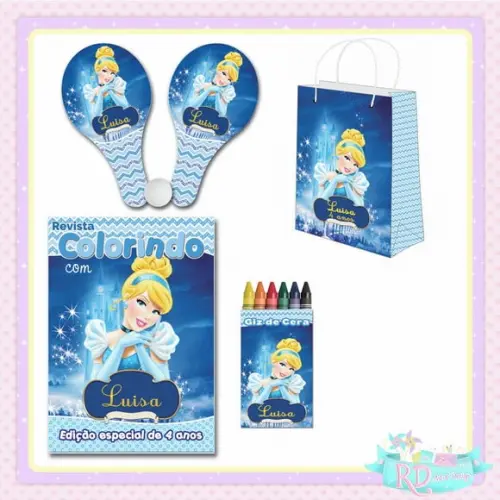 Kit Colorir com Sacolinha Raquete Cinderela