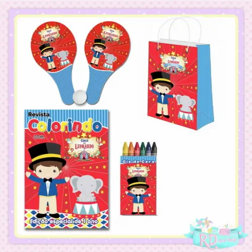 Kit Colorir com Sacolinha Raquete Circo