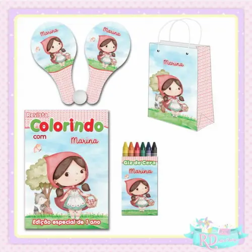 Kit Colorir com Sacolinha Raquete Chapeuzinho Vermelho