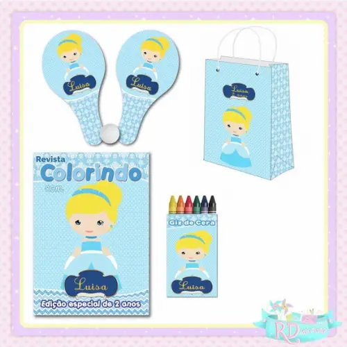 Kit Colorir com Sacolinha Raquete Cinderela Cute