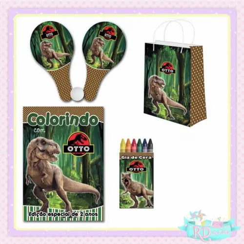 Kit Colorir com Sacolinha Raquete Dinossauro