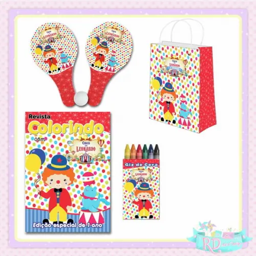 Kit Colorir com Sacolinha Raquete Circo