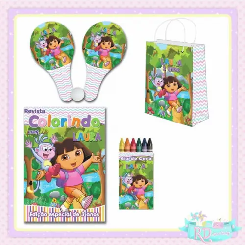 Kit Colorir com Sacolinha Raquete Dora Aventureira