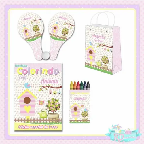 Kit Colorir com Sacolinha Raquete Jardim Encantado