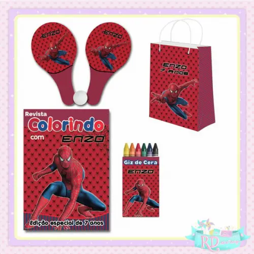 Kit Colorir com Sacolinha Raquete Homem Aranha