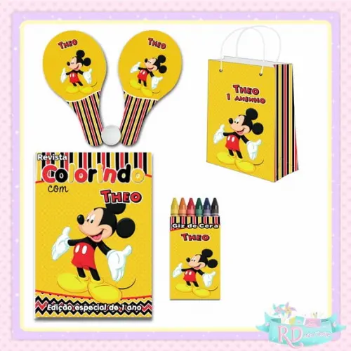 Kit Colorir com Sacolinha Raquete Mickey