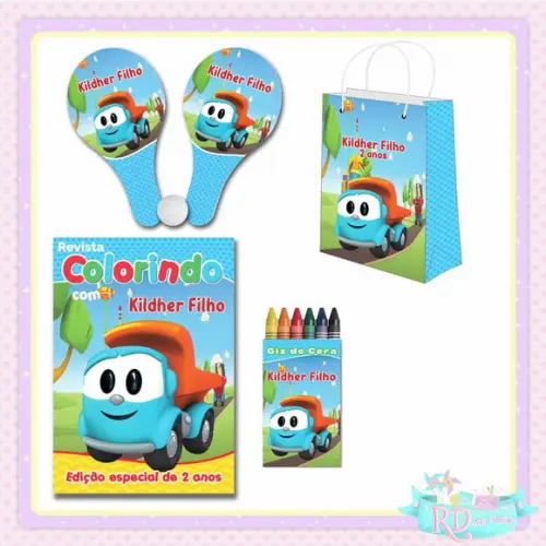 Kit Colorir com Sacolinha Raquete Léo o Caminhão