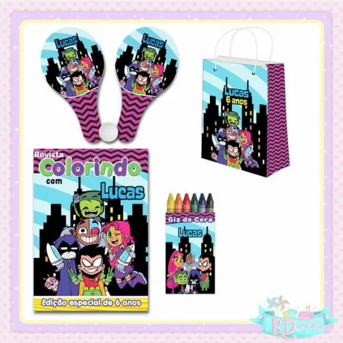 Kit Colorir com Sacolinha Raquete Jovens Titans