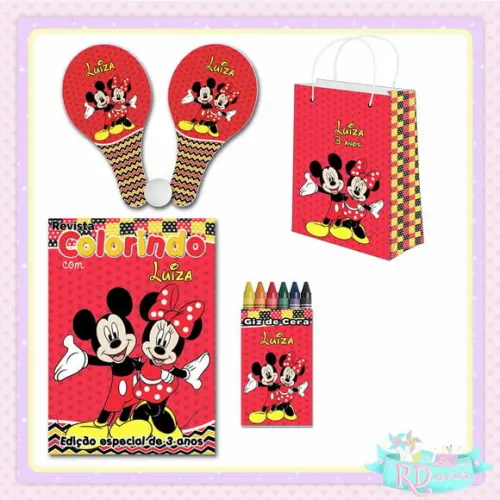 Kit Colorir com Sacolinha Raquete Mickey Minnie
