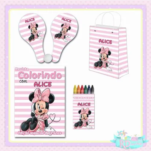 Kit Colorir com Sacolinha Raquete Minnie Rosa