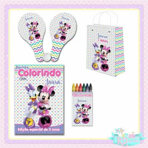Kit Colorir com Sacolinha Raquete Minnie e Margarida