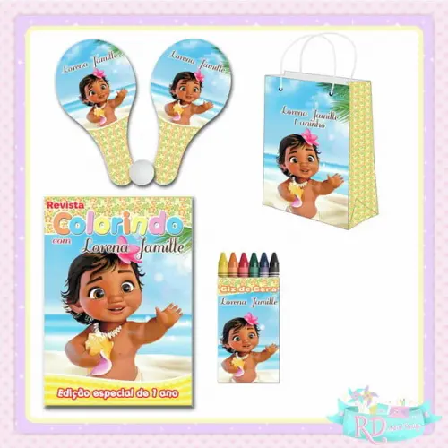 Kit Colorir com Sacolinha Raquete Moana Baby