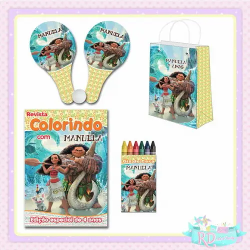 Kit Colorir com Sacolinha Raquete Moana
