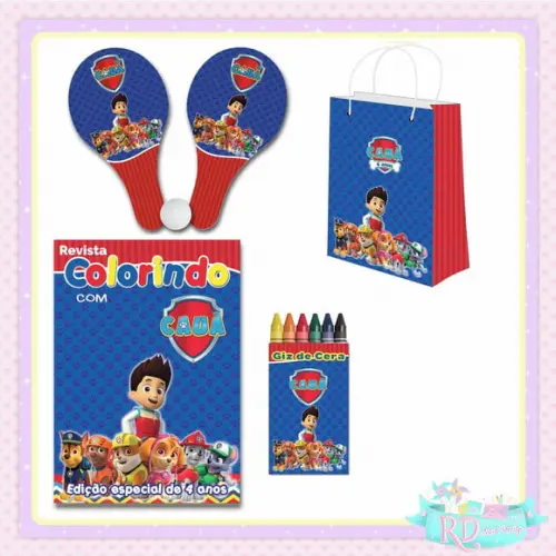 Kit Colorir com Sacolinha Raquete Patrulha Canina
