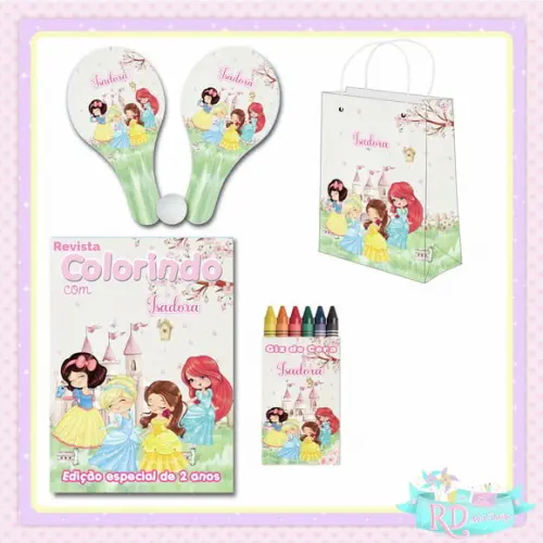 Kit Colorir com Sacolinha Raquete Princesas