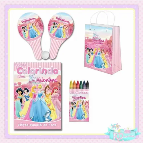Kit Colorir com Sacolinha Raquete Princesas