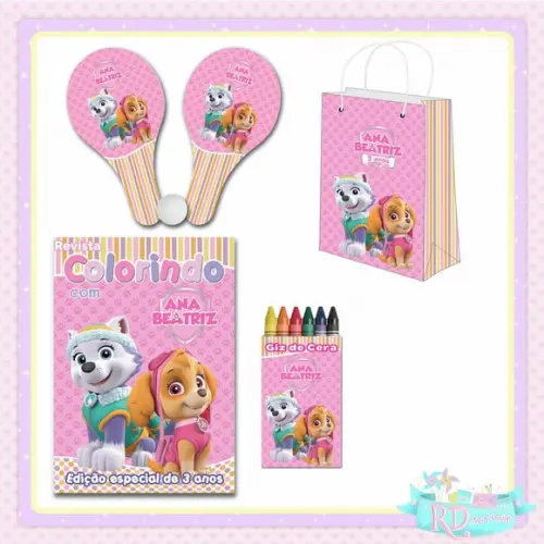 Kit Colorir com Sacolinha Raquete Patrulha Canina