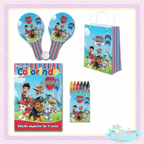 Kit Colorir com Sacolinha Raquete Patrulha Canina