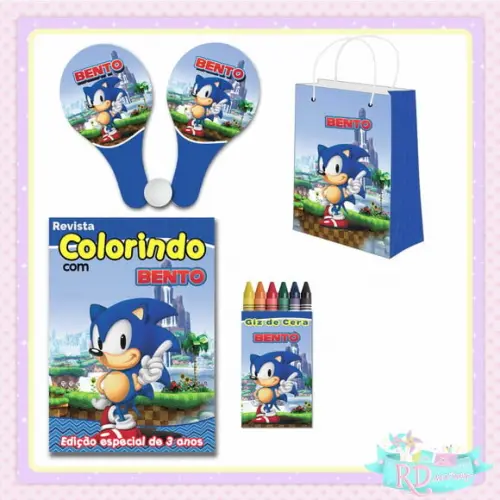 Kit Colorir com Sacolinha Raquete Sonic