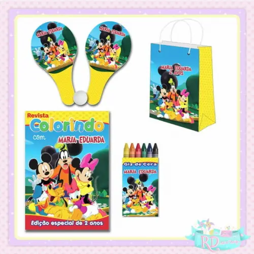 Kit Colorir com Sacolinha Raquete Turma do Mickey